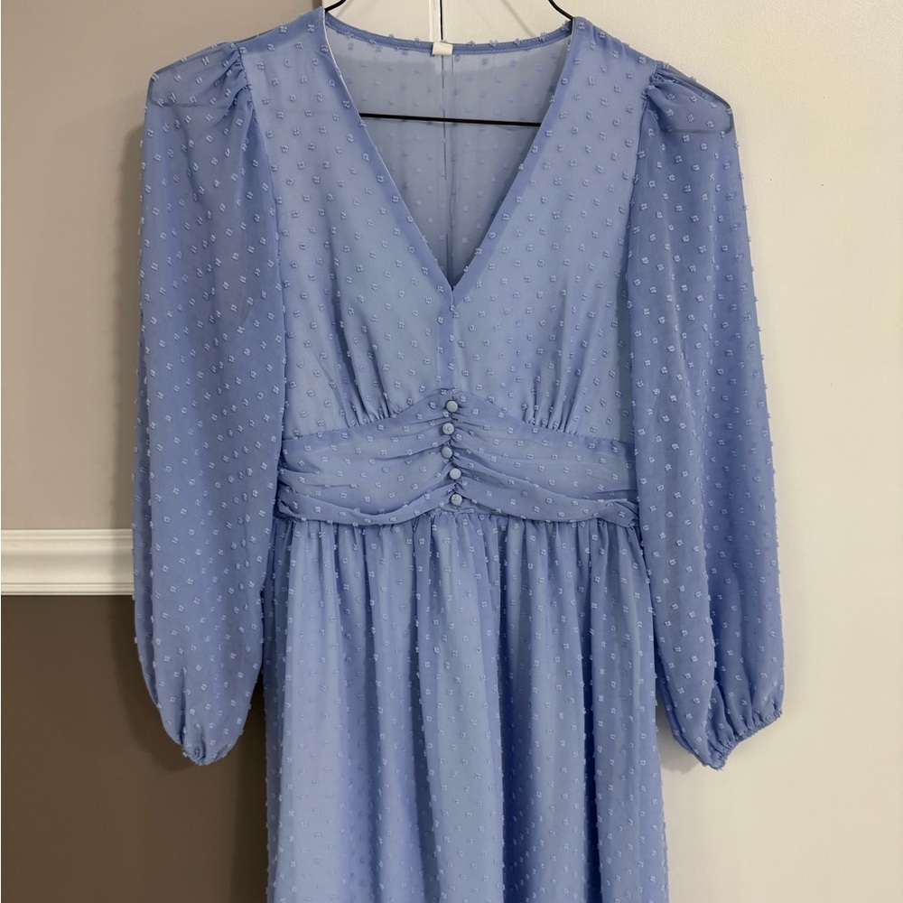 Chic Long Sleeve Blue Dress